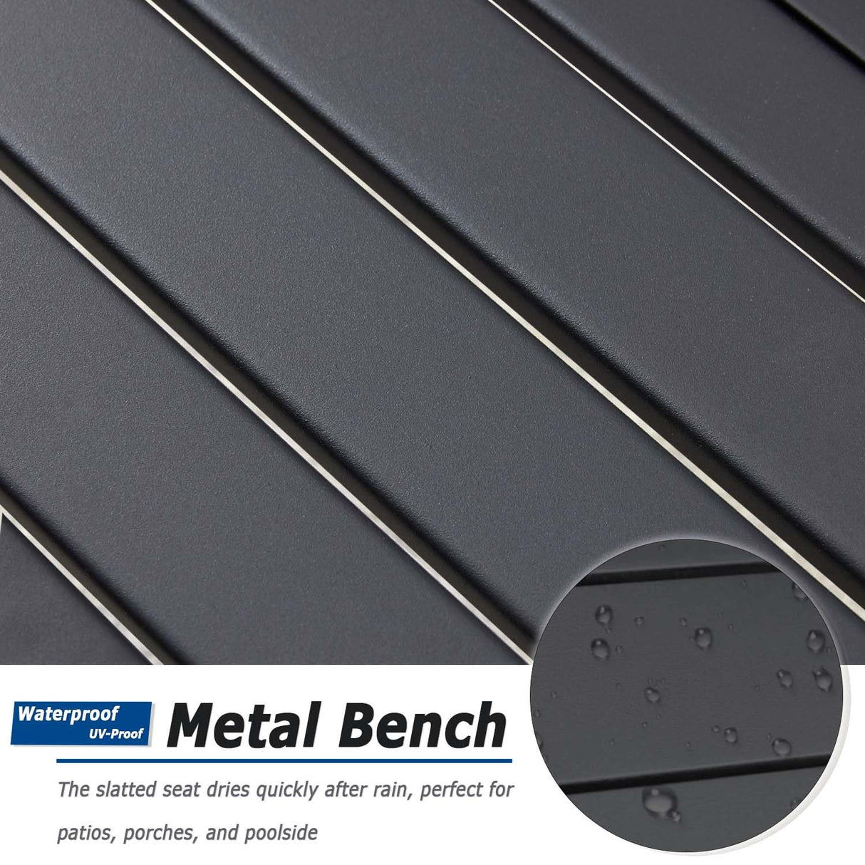 Black Outdoor Backless Bench for Garden, Set of 2, Metal Outdoor Bench Weatherproof, Patio Benches for Outdoors, Benches Seat for Backyard, Porch, Plant Stand and Holder Stabrech