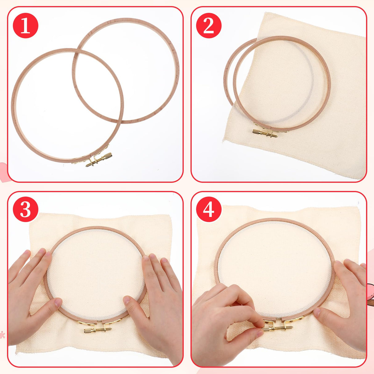 2 Pack 6 Inch Wood Embroidery Hoop, Cross Stitch Hoops Ring, Cross Stitch Supplies Beech Wooden Embroidery Frames for Art Craft Sewing, DIY Decoration EupHHonycs