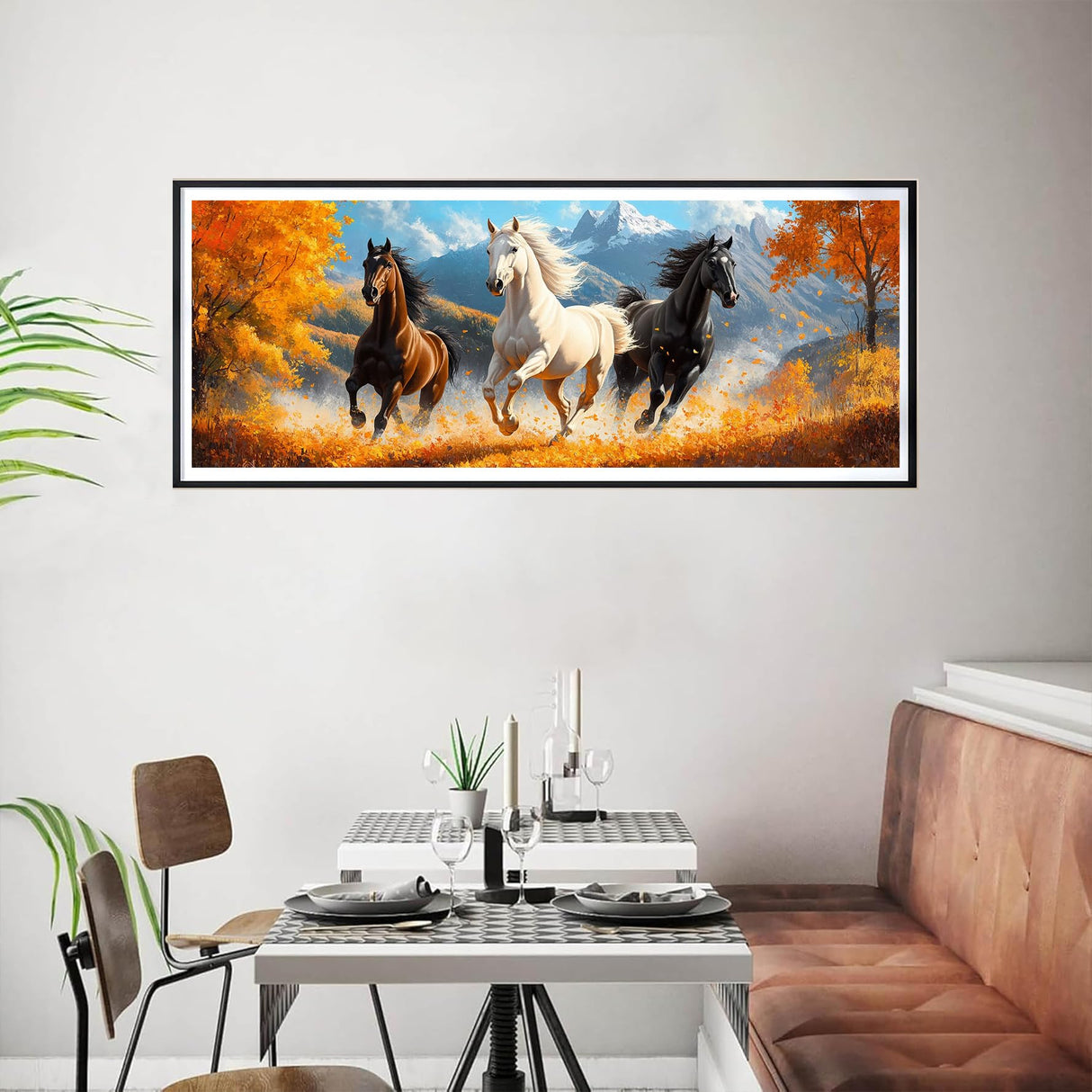 Bimkole Large Diamond Art Kits for Adults Horse, Full Drill 5D DIY Rhinestone Embroidery Set Paint with Diamonds Art Animals by Number Kits Cross Stitch Home Wall Craft Decoration 31.5x11.81 Inch Bimkole