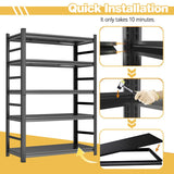PRESTELION 72" H Metal Garage Shelving Unit 3500LBS Metal Storage Shelves 5 Tier Adjustable Shelving Unit Garage Shelves for Kitchen Warehouse Pantry Basement, 72" H x 36" W x 16" D, Black PRESTELION