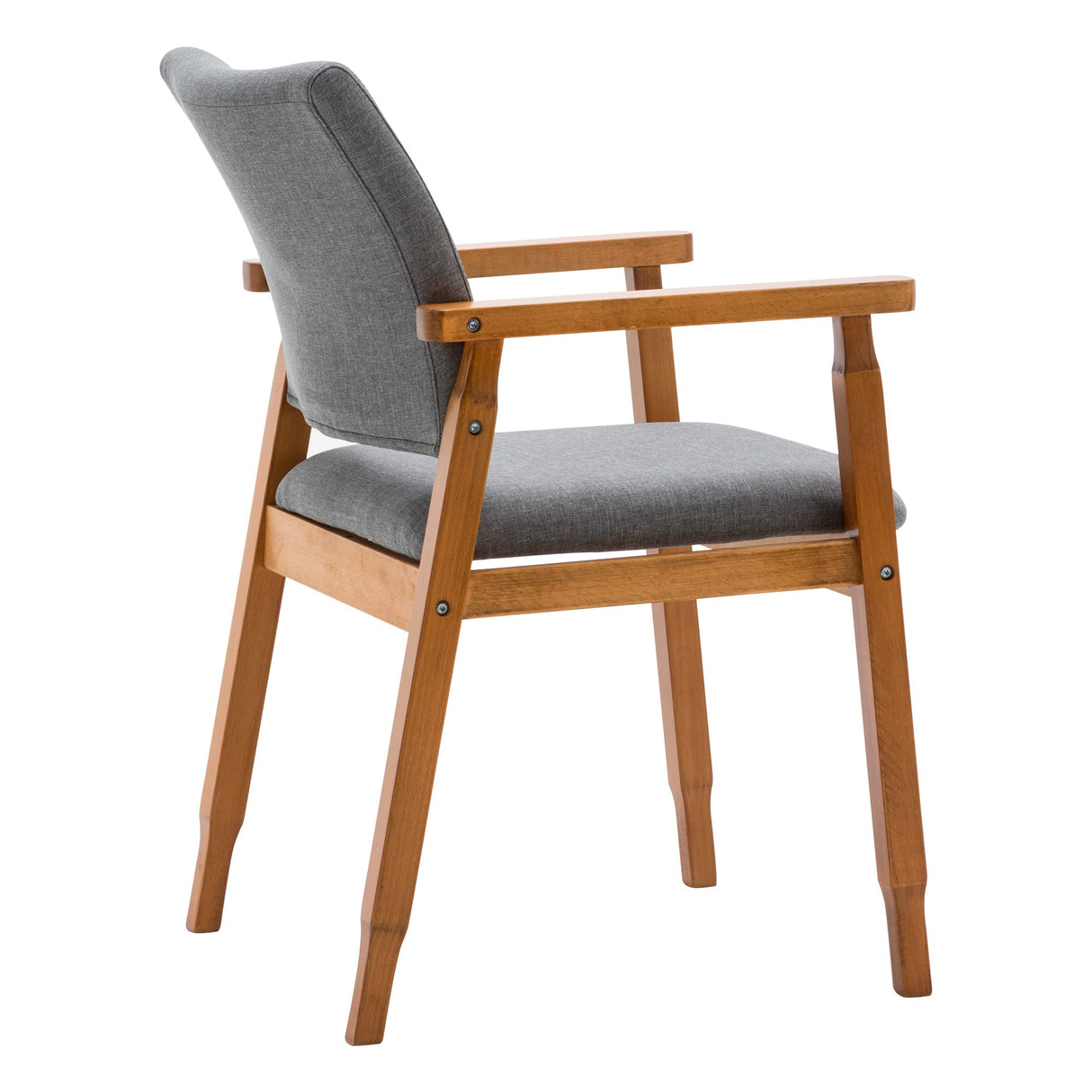 thksbought Set of 4 Mid Century Modern Walnut Dining Chairs Wood Arm Grey Fabric Kitchen Cafe Living Room Decor Furniture thksbought