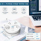 Retractable Power Strip, 6FT Extension Cord Power Strip Surge Protector with 4 Outlets 2 USB Ports and Hook Fast Charge, Portable Power Strip for Travel, Office, School, Hotel,Dorm Room Essentials HUAYUANDA