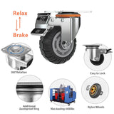 JMSEYOE 6 inch Caster Wheels with Brake 2800lbs,Heavy Duty Casters Set of 4 for Cart, Trolleys, Furniture and Workbench(2PCS Fixed Caster Wheels 2PCS Locking Swivel Casters) JMSEYOE