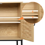 NVETHM Sideboard Cabinet, Modern Buffet Storage Cabinet with Wooden Strip Doors and Adjustable Shelves,Console Cabinet,Credenza for Living Room,Dining Room,Hallway (Natural) NVETHM