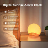 REACHER Wood Grain Sunrise Alarm Clock and Sound Machine Nightlight, Digital Dimmable Clock for Bedroom, 26 Sleep Sounds, White Noise Machine for Baby, Adults, Wake Up Light Alarm Clock for Kids REACHER