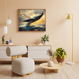 VNUIEHG DIY Paint by Numbers for Adults Beginner, Whale Spouting Water as It Breaches, Adult Crafts Adults Paint by Number Kits, Room Decor Gift (16x20 inch, No Frame) VNUIEHG