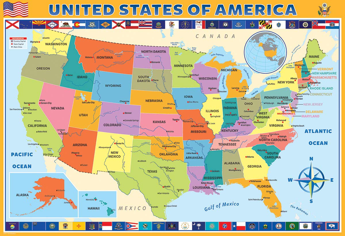 EuroGraphics Map of the United States of America Jigsaw Puzzle (200-Piece) EuroGraphics