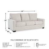 Signature Design by Ashley Rannis Coastal 2-in-1 Sofa Sleeper with Folding Gel Memory Foam Mattress, Queen, White Signature Design by Ashley