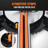 DOVAMAN 10in Sliding Miter Saw, Multi-use w/ 3 Blades, 15A Miter Saw, 4500/3200RPM, Ambidextrous Use, 0-45° Bevel Laser Cut, Max Cut 3.5x13.4in, 9 Positive Stops, for Cutting Wood, PVC or Soft Metal DOVAMAN