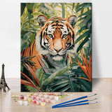 Animal Paint by Numbers Modern Adult Beginner Painting Art DIY Tiger Forest Beast Paint by Numbers Tropical Rainforest Painting Art Lady Men Living Room Bedroom Wall Art Decoration 16x20 in Rebotipy