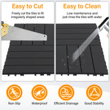 Neoaider 9PCS Plastic Interlocking Decking Tiles 12" x 12", Waterproof Outdoor Flooring All-Weather, Patio Floor Decking Tile for Garden Porch Poolside Balcony Backyard, Dark Grey Neoaider