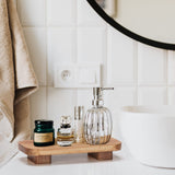 Liswit Farmhouse Wood Tray Rustic Wooden Pedestal 12 * 5.5 * 2 inches Decorative Wood Riser for Farmhouse Kitchen Counter Bathroom Room Decor (Brown) Liswit