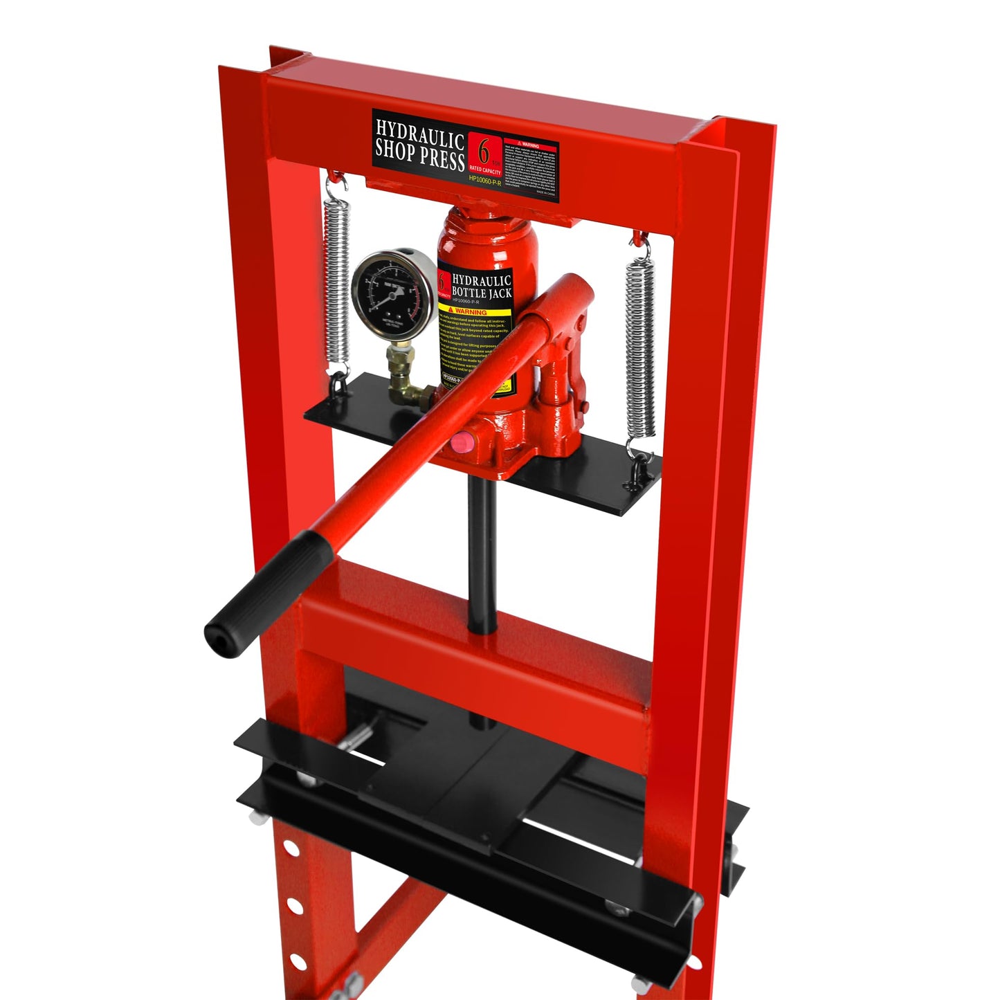 12,000 lbs Hydraulic Shop Press with Pressure Gauge, Adjustable Working Table, and H-Frame Steel Construction Garage & Workshop Floor Stand Jack,Black-Red - WoodArtSupply