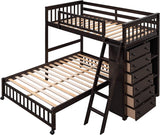 Harper & Bright Designs Twin Over Full Bunk Beds with Six Drawers and Flexible Shelves,Wooden Bunk Beds with Storage and Removable Bottom Bed for Kids Girls Boys,No Box Spring Needed (Espresso) Harper & Bright Designs
