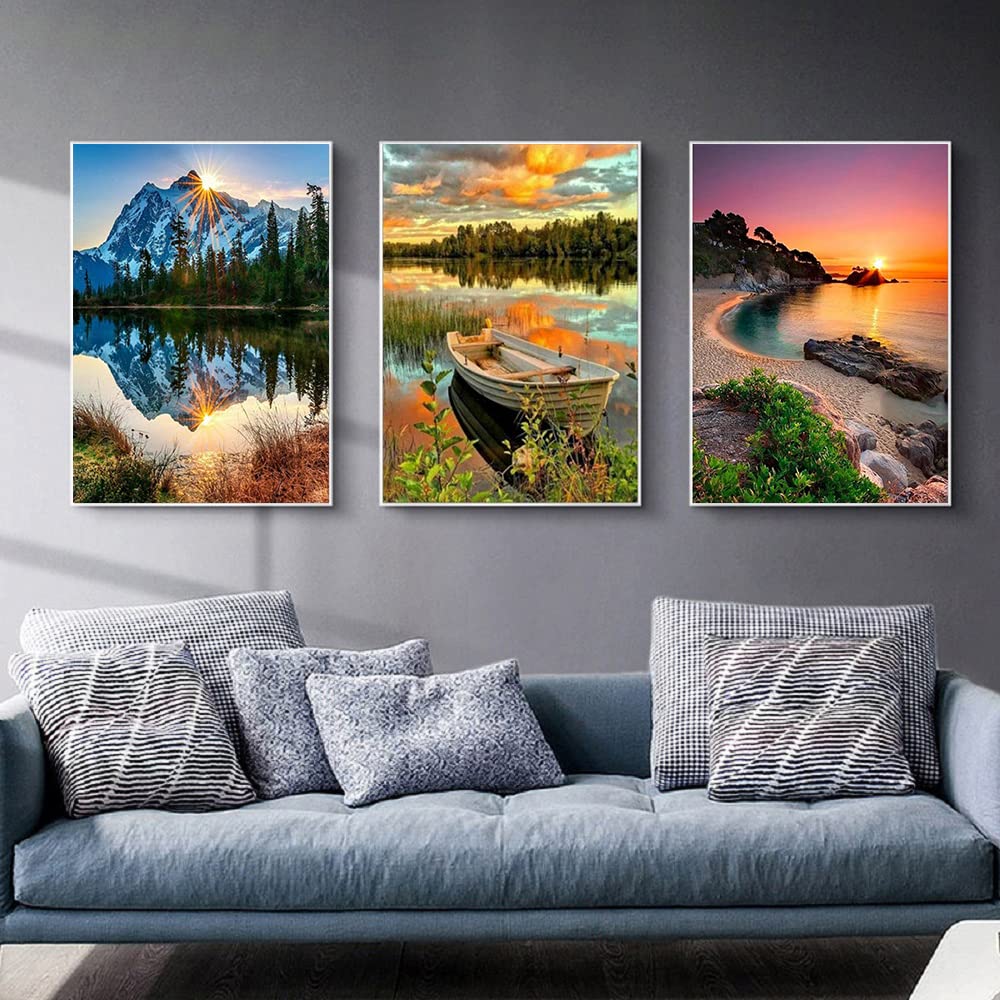 AOSGEDY 6 Pack Paint by Numbers for Adults Kids Beginner, Adult DIY Landscape Oil Painting for Home Wall Decor 12X16 Inch AOSGEDY