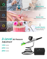 50 PSI Airbrush Kit with Air Compressor, High Pressure Portable Air Brush Gun with 0.2/0.3/0.5mm Nozzle/Cleaning Sets, Airbrush Spray Gun Set for Painting, Makeup, Cake Decor, Tattoo, Nails Art boostool