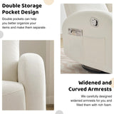 BaseBeauty Glider Nursery Recliner Chair, Swivel Rocker Recliner Glider Chair with 2 Pockets, Rocking Recliner Nursery Chair, Manual Recliners for Living Room, Bedroom, Cream White Chenille BaseBeauty