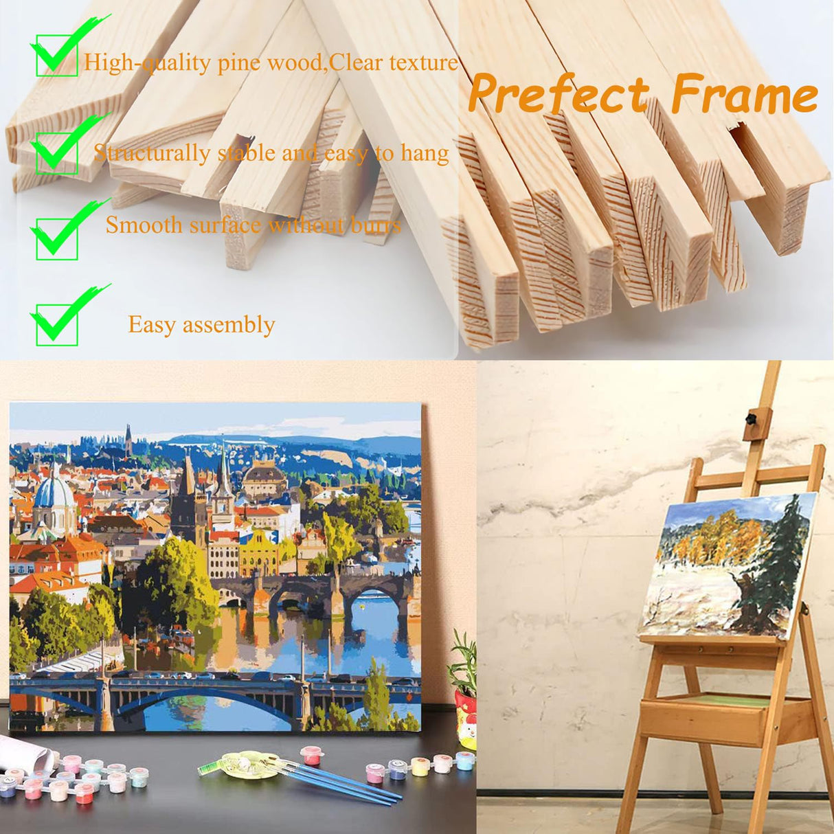 Yeeyeah 2 Pack 24"x 36"Large Canvas Stretcher Bars,Removable Canvas Frames Kit-Easy to Assemble,Wooden Frames Kit for Oil Painting,Diamond Painting,Canvas Painting and Needle Arts Supplies Yeeyeah