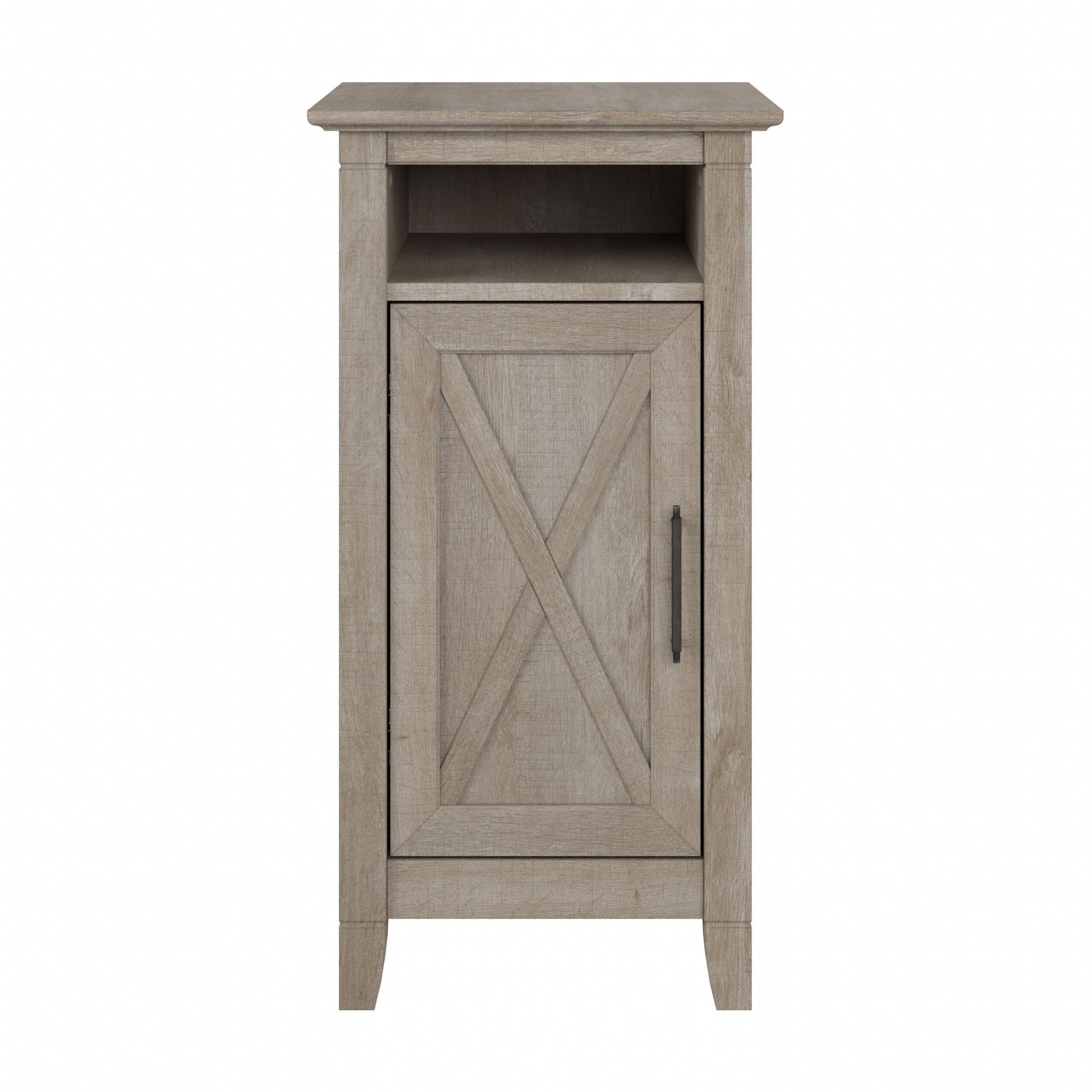 Bush Furniture Key West Nightstand with Door, Washed Gray - WoodArtSupply