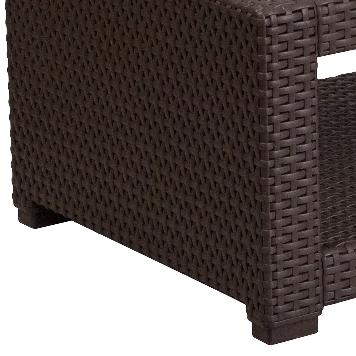 Flash Furniture Seneca Indoor/Outdoor Chocolate Brown Faux Rattan Coffee Table with Open Storage Flash Furniture