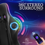 Gaming Chair with Bluetooth Speakers and LED RGB Lights Ergonomic Massage Computer Gaming Chair with Footrest High Back Music Video Game Chair with Lumbar Support Yellow and Black VANSPACE