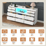 Loomie 10 Drawer White Dresser with Charging Station & Led Lights for Bedroom, 58" Long Triple Wide Dresser TV Stand for TVs up to 65", Large Dressers Organizer with Open Cubby, Wide Chest of Drawer Loomie