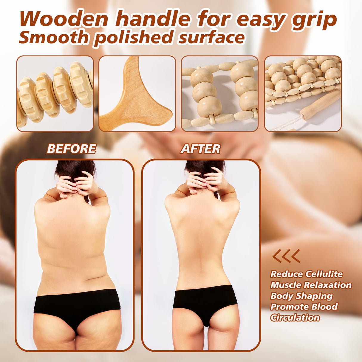 KQXTOKTY Wood Therapy Tools for Body Shaping,8 in 1 Wood Therapy Massage Tools,Wooden Gua Sha Tools,Lymphatic Drainage Massager,Maderoterapia kit,Wooden Massager Roller Rope for Body Shaping KQXTOKTY