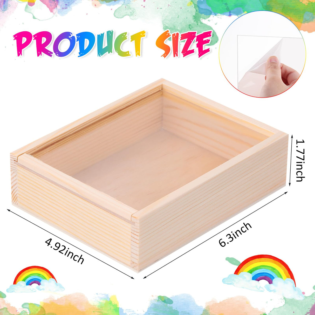 Thyle 6 Pcs Unfinished Wood Boxes, 6.3 x 4.9 x 1.8 Inch Small Rectangle Crates Wooden Box with Lid for DIY Birthday Party Favor Gift Supplies Thyle