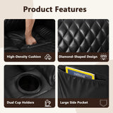 AHMED Power Swivel Rocker Recliner Chair with Massage and Heat, Faux Leather Home Theater Seating with LED Ambient Lighting, Glider Reclining Sofa with Cup Holders for Living Room (Black, Single) AHMED