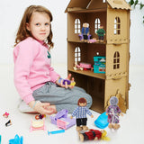 Jzszera Wooden Doll House Family of 8 Little Figures, Cute Dollhouse People for Girls Toddlers Jzszera