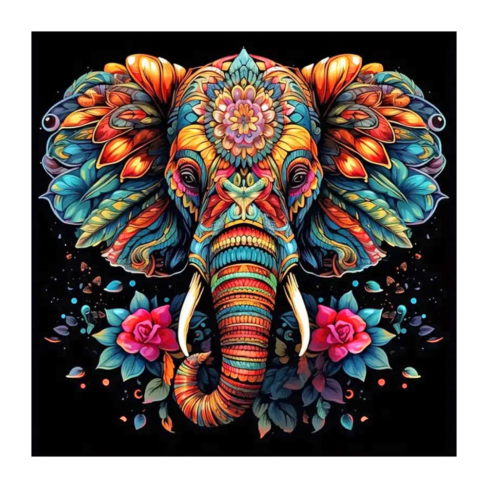 SJUTOUCI Elephant Diamond Painting Kits for Adults, Diamond Art Kits for Beginner 5D DIY Diamond Bead Art, Full Round Drill Gem Art Craft for Home Wall Decoration Gift 12x12 inch SJUTOUCI