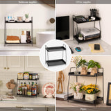 ANBOXIT 2-Tier Coffee Station Organizer, Wooden Kitchen Counter Shelf - Black ANBOXIT