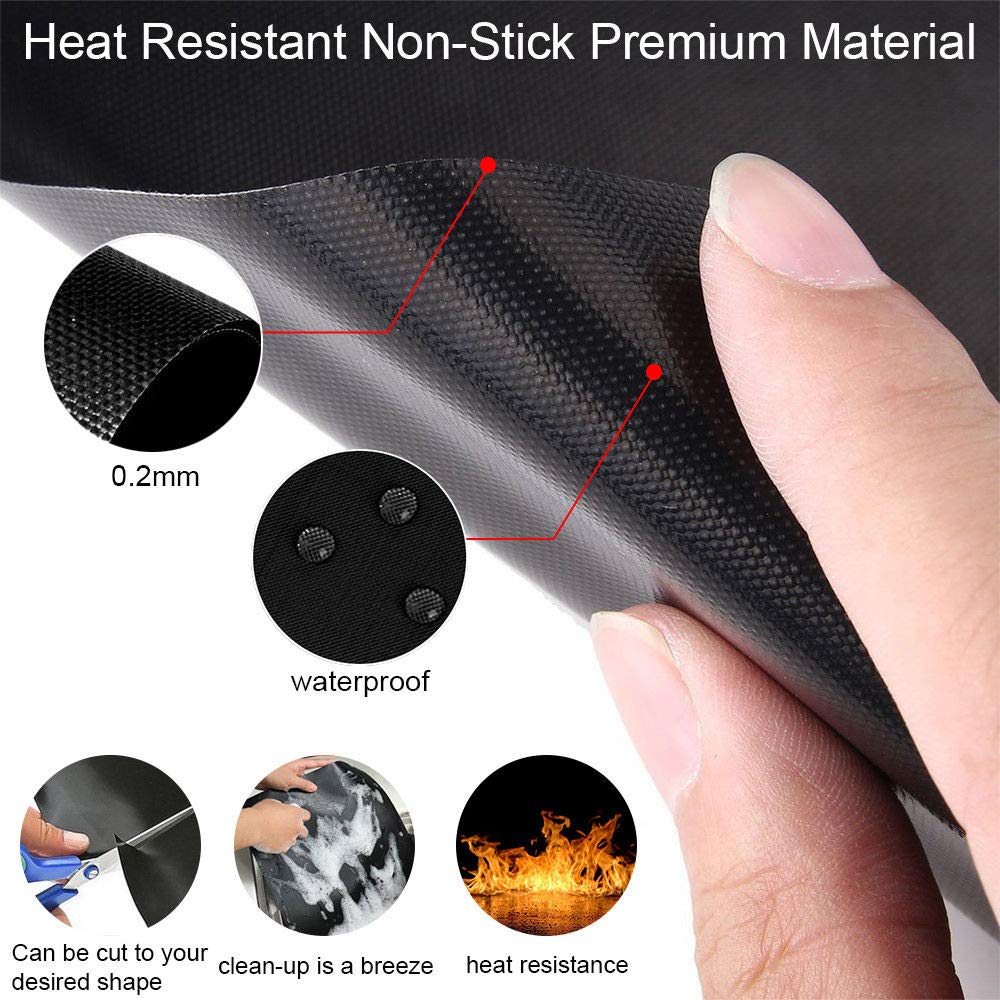 Grill Mats for Outdoor Grill, Dailyart Grill Mats Non Stick Set of 5 BBQ Grill Mat Baking Mats Teflon BBQ Grill Accessories Reusable,Works on Gas, Charcoal, Electric Grill 15.75 x 13-Inch, Black