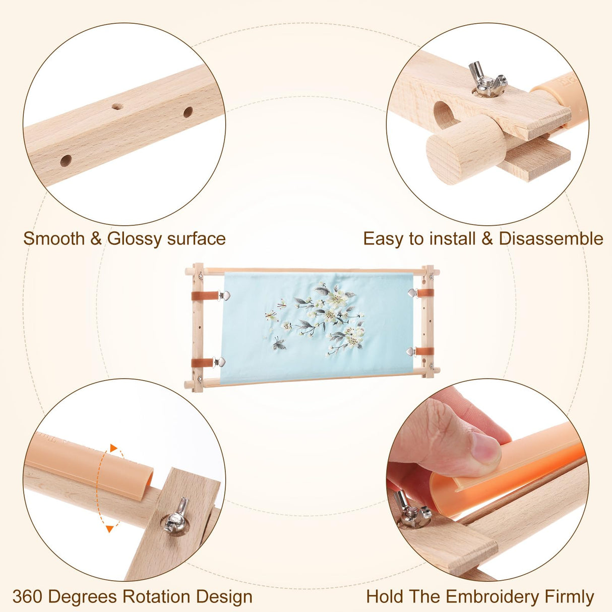 PATIKIL Needlepoint Embroidery Tapestry Scroll Frame, 33"x12" Beech Wooden Cross Stitch Frame Holder Quilting Hoop Stand Stitching Frame for Sewing PATIKIL