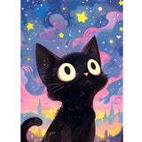 HEIBAGO Starry Night Cat Diamond Art Kits for Adults Beginners, 5D Diamond Painting Animal Kits, DIY Full Round Drill Diamond Dots Paintings Picture Gem Art Craft for Home Wall Decor 12x16 Inch HEIBAGO
