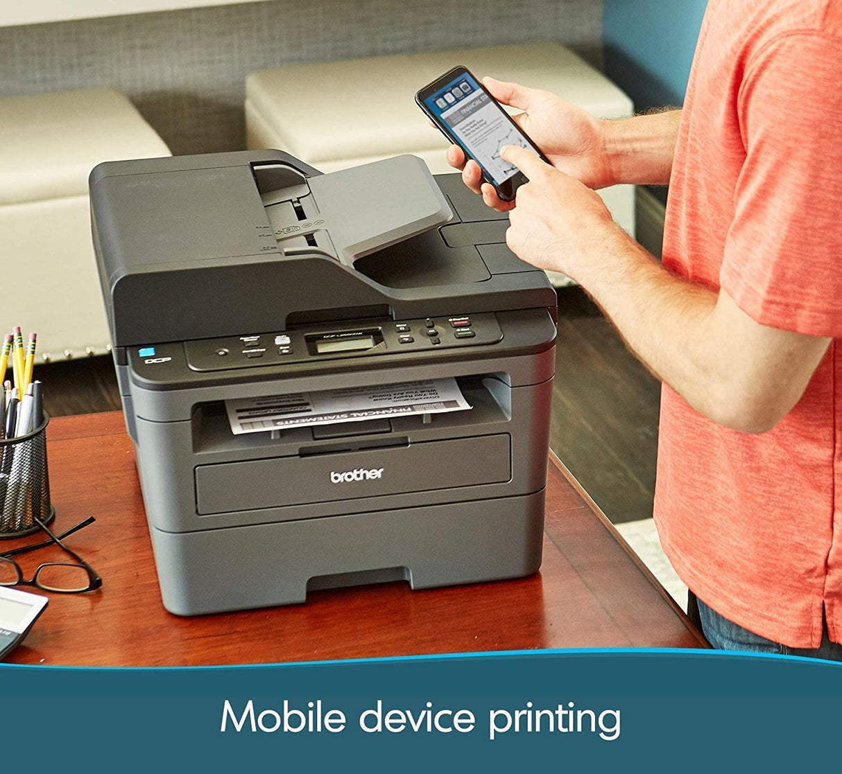 Brother DCP-L2550DW All-in-One Wireless Monochrome Laser Printer - Print Scan Copy - 2400 x 600 dpi, 36 ppm, 128MB Memory, 250-Sheet, 50-Sheet ADF, Auto 2-Sided Printing, Wulic Printer Cable Brother