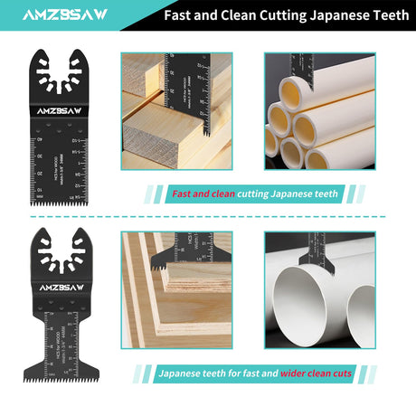 AMZBSAW 30 PCS Oscillating Tool Blades, 6 Types Oscillating Saw Blades for Metal Nails and Wood Plastic, Professional Multi Tool Blades Kits Fit Bosch Dewalt Ryobi Milwaukee AMZBSAW