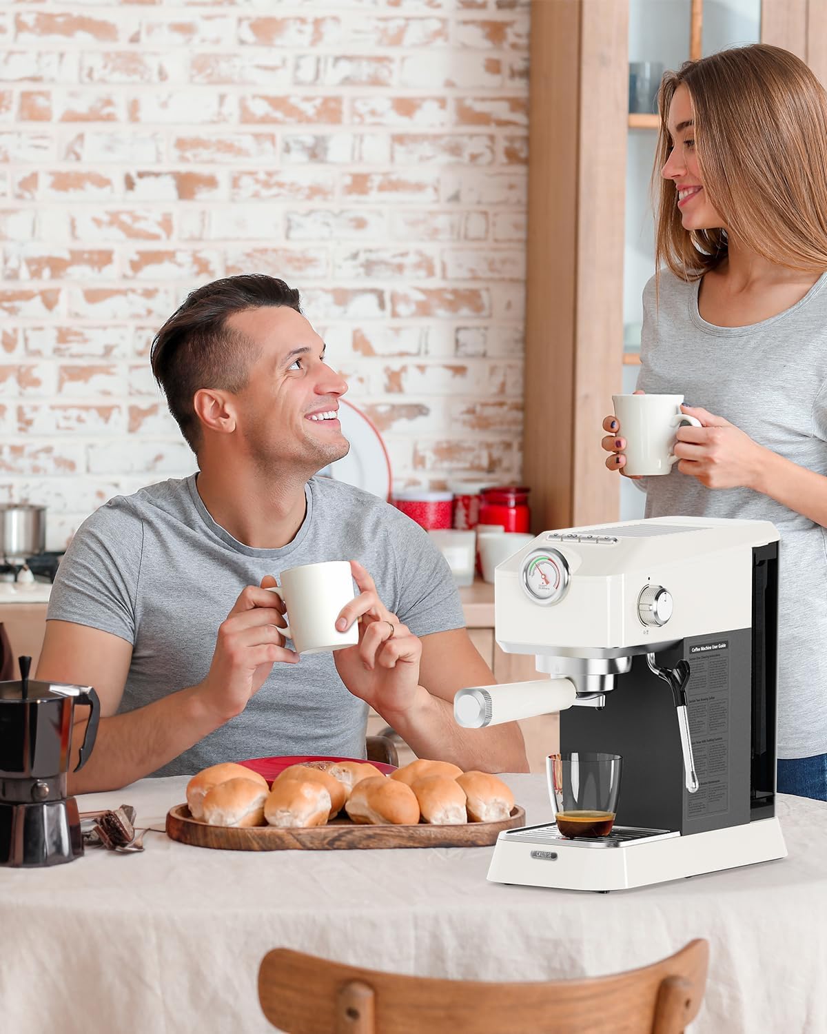 20 Bar Espresso Machine, [2-In-1] Pro Coffee and Espresso Maker with Pressure Gauge/Milk Frother Steam Wand, 1300w Stainless Steel Espresso Coffee Maker with NTC&Pre-Infusion, Latte,Cappuccino CKOZESE