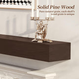 CRAFTEASE Fireplace Mantel 72 Inch Solid Wood Mantels for Over Fireplace 5" Thick Wall Mounted Shelves Long Floating Farmhouse Shelf Handcrafted Wooden Fireplace Mantle 72 X 8 X 5 - Rustic Brown CRAFTEASE