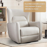 INZOY Power Swivel Rocker Recliner Glider, Oversize Electric Swivel Rocker Recliners with Highly Enveloping Backrest, Nursery Rocking Recliner Chair Leathaire Reclining Sofa for Living Room, White INZOY