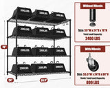 PrimeZone 2 Packs 55.5" W x 24" D x 80" H Heavy Duty Wire Storage Shelves with Wheels, 4 Tier Adjustable NSF Certified Garage Shelving Unit, Rolling Metal Organizer Shelf Rack for Warehouse, Pantry PrimeZone