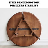 Vadisun 100% FAS Solid Oak Wood Mini Coffee Table - Natural Walnut Finish Round Coffee Table-Low Tea Table Vadisun