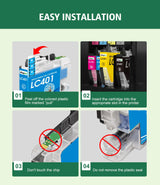 Kingjet LC401 Ink Cartridges Replacement for Brother LC401 Ink Cartridges Compatible with LC401 Ink Cartridges for Brother Printer MFC-J1010DW MFC-J1170DW MFC-J1012DW, 4PK（Black/Cyan/Magenta/Yellow Kingjet