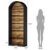 Tribesigns 6-Tier Black Arched Bookshelf, 77.16" Tall Arched Bookcase with Storage Shelves, Floor Standing Open Display Shelving Unit for Living Room, Bedroom, Home Office(Black, 6-Tier) Tribesigns