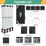 COBIZI 10x30 Canopy Party Tent with 5 Walls 10x30 Pop Up Tent for Parties Waterproof UPF 50+ Outdoor Commercial Event Tent for Party Backyard Gazebo Canopy with Sidewalls & Sandbags(10x30ft) COBIZI