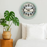 ZENFUN 12'' Rustic Wall Clock, Silent Non Ticking Clock Quartz Wall Clock Battery Operated, Country Style Wall Decoration for Kitchen Living Room Home, Office, School, Large Numbers, Green ZENFUN