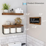 QEEIG Bathroom Furniture Sets, Shelves Over Toilet Bathroom Decor Farmhouse Decorations Aesthetic Décor Sign Small Wall Shelf 2+1 Set 16 inch, Rustic Brown QEEIG
