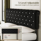 Belffin Full Size Bed Frame with 2 Storage Drawers, Upholstered Bed Frame with Adjustable Diamond Headboard, Velvet Modern Platform Bed Frame, No Box Spring Needed, Easy to Assemble, Black Belffin