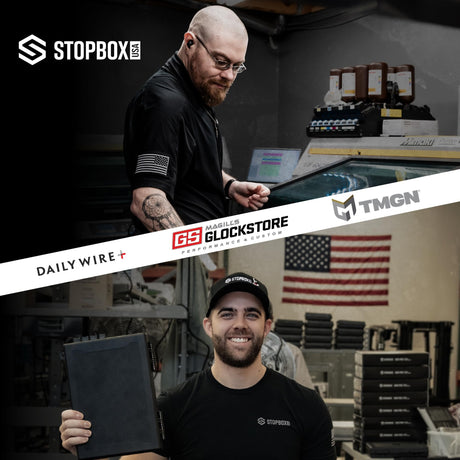 STOPBOX Gun Safe Alternative for Handgun Storage, Instant Access Portable Gun Case, TSA Compliant Gun Lock Box for Car, Travel or Home Safe Box, Quick Access Pistol Safe | Black - 2PK (Full-Size Only) StopBox USA