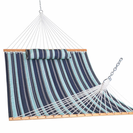 Lazy Daze Hammocks 12FT Quilted Fabric Hammock with Pillow, Double 2 Person Hammock with Spreader Bar for Outdoor Outside Patio Garden Yard Pool Beach QFH034 Lazy Daze Hammocks